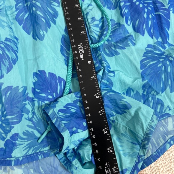 Aerie Board Shorts Womens XL Blue Tropical Monstera Floral Drawstring pool Beac - Picture 7 of 9